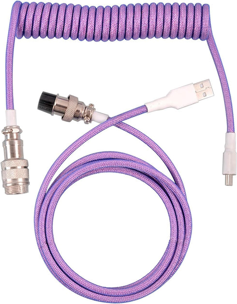 Generic Coiled USB C Keyboard Cable for Gaming Keyboard, Double-Sleeved Mechanical Keyboard Cable