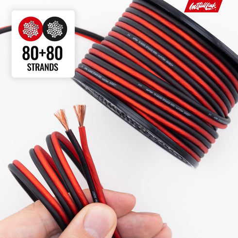 Install Link 16 AWG Gauge Speaker Wire Cable, 30 Feet, Stereo for Car or Home Theater, CCA