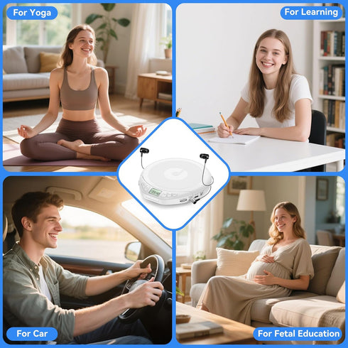 Gueray Discman Portable CD Player with Earphones,CD for Car Home with Anti-Skip Shockproof Protection,Personal CD Music