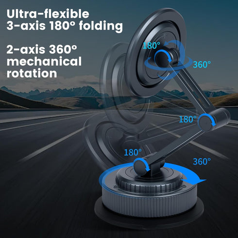 PIEPIE 360 Magnetic Car Phone Holder Mount Heavy Duty Metal Dash/Windshield Large Suction Cup for Non-Smooth