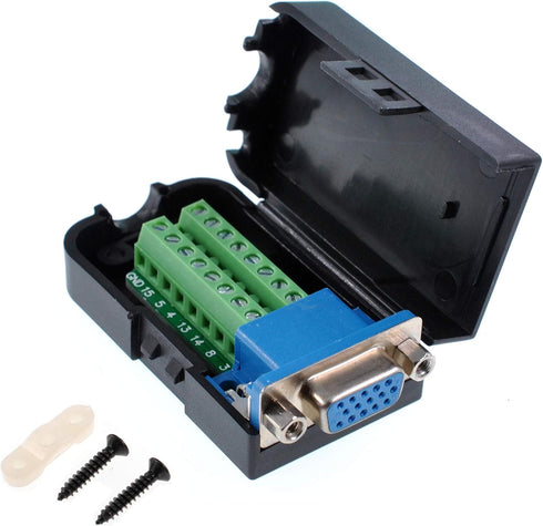 Oiyagai DB15 3+9 D-SUB VGA Female 15Pin Connector Adapter with Nut Terminal Breakout Board