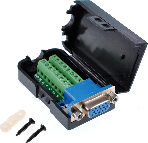Oiyagai DB15 3+9 D-SUB VGA Female 15Pin Connector Adapter with Nut Terminal Breakout Board