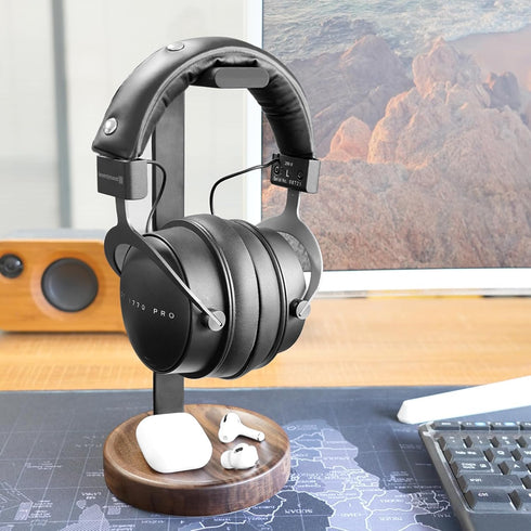 Headphone Stand for Desk, Wooden Headset Holder for Airpods Max and More
