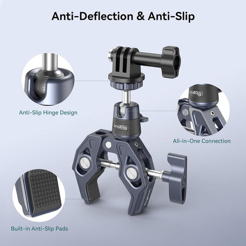 SMALLRIG Camera Mount Clamp, Gopro Motorcycle and Bike Handlebar Mount Kit, Max Load 3.5KG for DSLR and Action Cameras