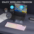 Soueto 7-Color 2.4G Wireless Keyboard with RGB Backlit, Full-Size Computer Keyboard with Phone Tablet Holder