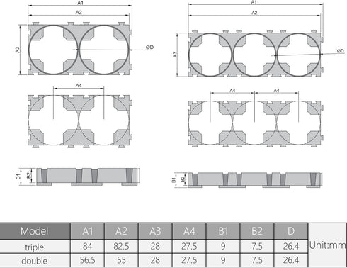 Heyiarbeit 20pcs 2 x Cell 26650 Battery Holder Bracket, Safety Shockproof Plastic Brackets for 26650 Lithium Batteries