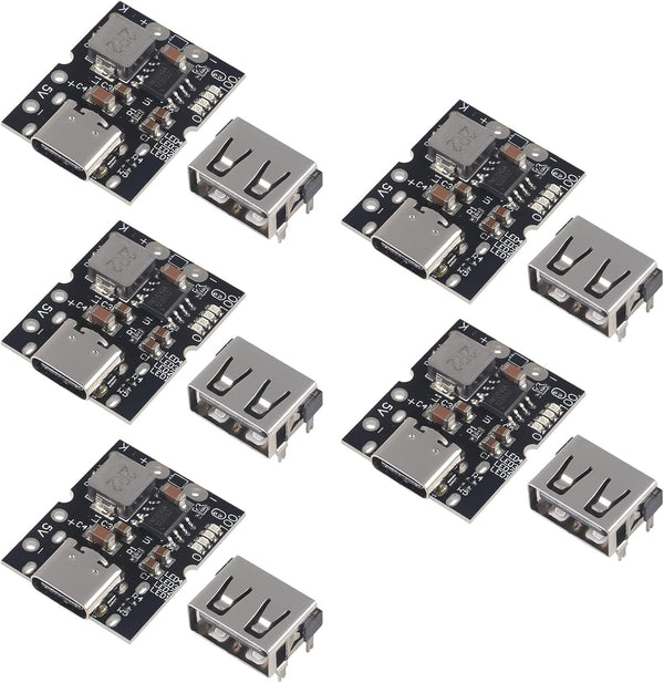 5pcs Type-C USB 5V 2A Boost Converter Step-Up Power Module for DIY (Not Welded)