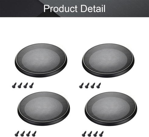 Fielect 4Pcs 6.5inch Speaker Grill Cover, Mesh Decorative Circle Woofer Guard Protector Cover with Screws