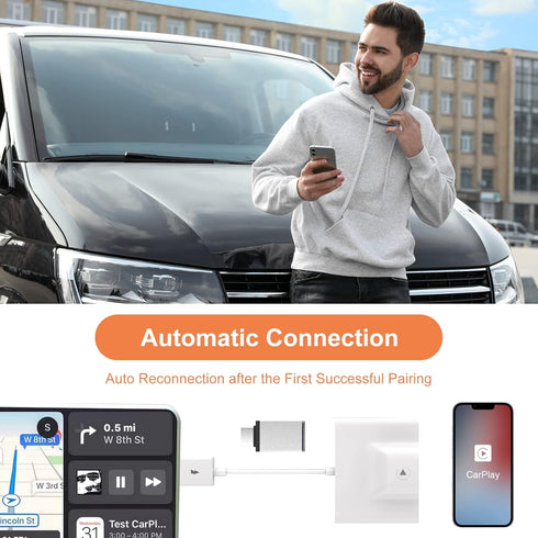 Wireless CarPlay Adapter for Apple iPhone, Convert Wired to Wireless CarPlay Dongle, Plug and Play for Factory CarPlay