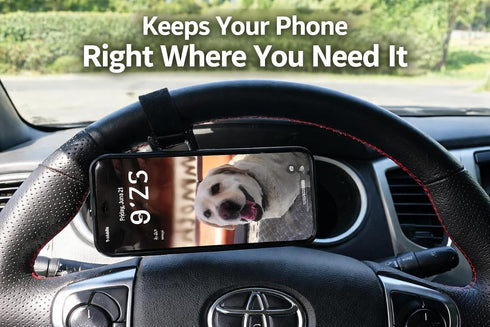 IQ Labs Magnetic Steering Wheel Phone Mount Universal Fit for iPhone MagSafe & Android Devices