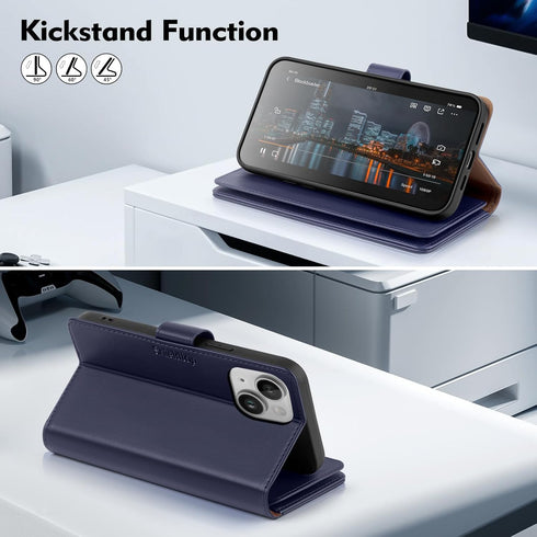 Shieldtop 15 15 6.1",Dark Compatible with iPhone Wallet Case with Card Holder,Women Men RFID Blocking PU Leather Folio