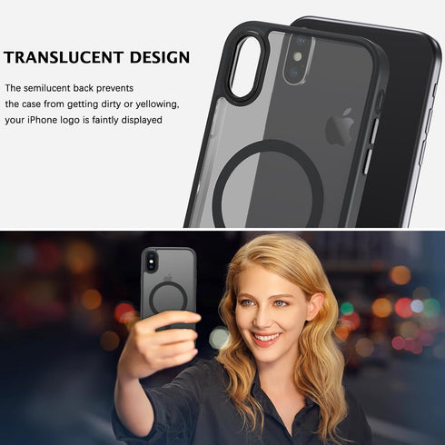 Telaso iPhone X/Xs Case - Slim, Shockproof, Anti-Scratch, Matte Black, Compatible with MagSafe Wireless Charging.