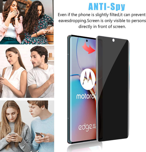 [2 Pack for Motorola Edge (2023) Privacy Screen Protector, Anti-Spy 9H Hardness, Anti-Scratch, Bubble Free