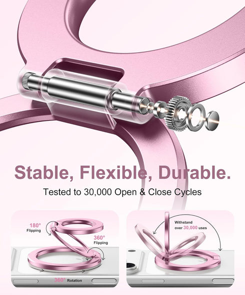 CAPRARO 360 17/16/15/14/16 Magnetic Phone Ring Holder for MagSafe, Dual-Side Magnetics, Rotation Gym Phone Stand Grip