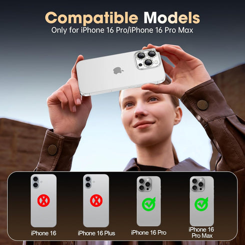 Xfilm for iPhone 16 Pro/16 Pro Max Camera Lens Protector, Stylish Diamond Ring Design, Scratchproof Protector