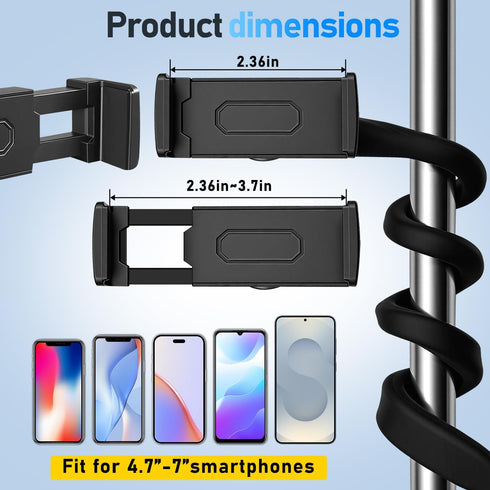 Masansan 16.5 Phone Holder for Treadmill, Stroller, Shopping Cart, Desk, Portable Gooseneck Long Arm Phone Mount
