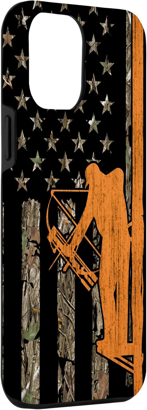 iPhone 12 Pro Max Bow Hunting Tree Stand Deer Hunter American Flag Camouflage Case