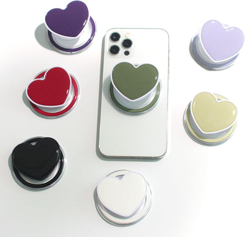 Magnetic Cute Solid Macaron Color Heart Shape Collapsible Mobile Phone Grip Stand Holder for Smartphone Tablet