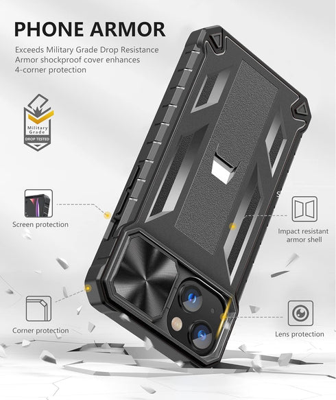 SOiOS for iPhone 16e Case 2025, iPhone 13/iPhone 14 Cover with Kickstand, Shockproof Military Grade Protective Cell