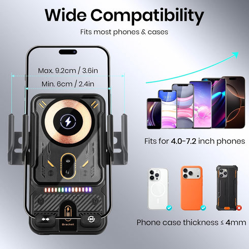 SMALLSHS 15W Car Phone Holder with Wireless Car Charger, Car Vent Mount with Induction Opening and Closing, Air Vent