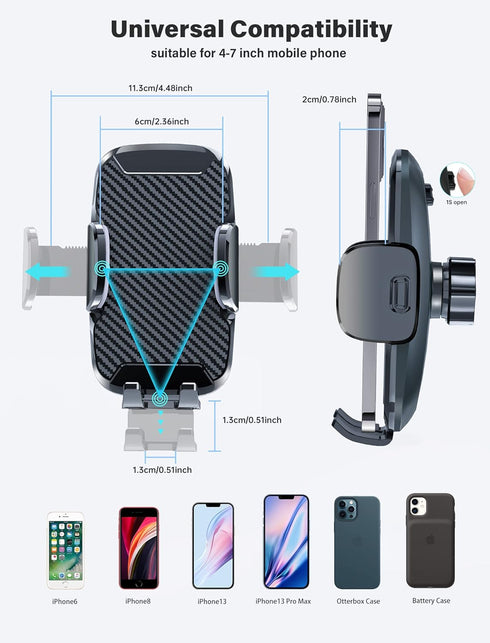 Phone Holder Mount for Car with Strong Suction, Hands-Free Universal Cell Phone Mounts for Dashboard/Windshield