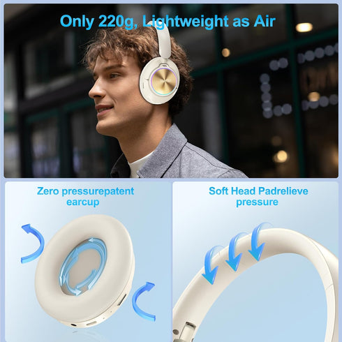 65h Noise Cancelling Over Ear Wireless Bluetooth Headphones with Microphone, Playtime, Clear Calls, Comfort Fit