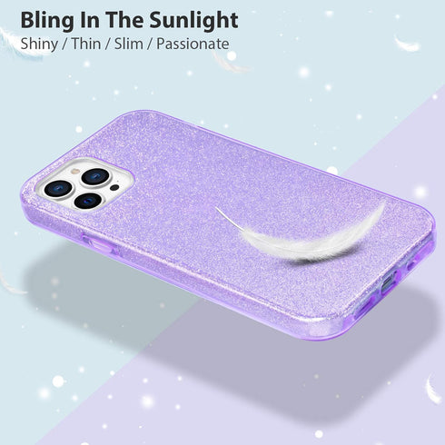 MATEPROX Compatible with iPhone 12 Pro Case, Glitter Bling Sparkle Cute Girls Women Protective Cover (Purple)