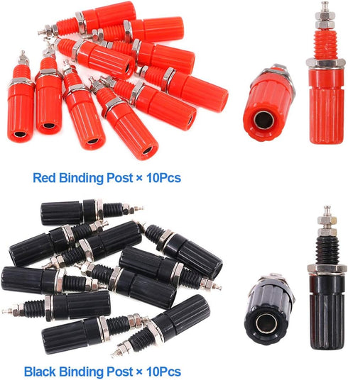 Glarks 40pcs Black and Red 4mm Banana Speaker Wire Cable Screw Plugs with Amplifier Connectors