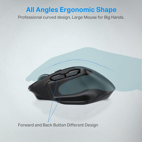 E-YOOSO Large Bluetooth Wireless Mouse, 3 Modes Bluetooth 5.0&3.0, 5-Level 4800 DPI, 6 Button Ergo Mouse for Laptop,