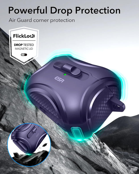 ESR for AirPods Pro Case (2023/2022/2019, 1st/2nd Gen), Cyber Series, Purple, Compatible with MagSafe