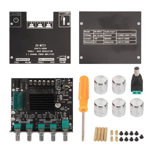 MT21 Bluetooth Power Amplifier Board, 2.1 Channel DC 12V to 24V HiFi DIY Audio Power Amp Module for 20 to 100W 4 to 8?