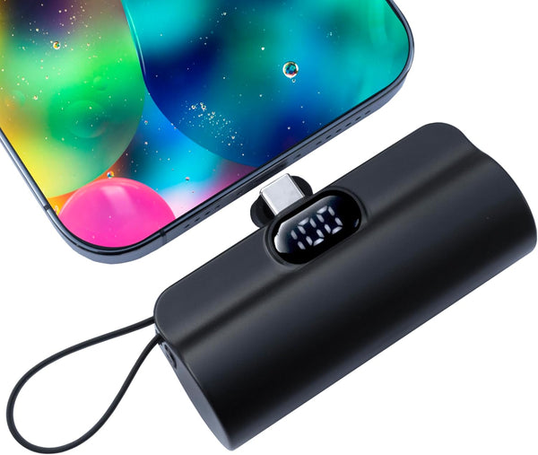 Mini Phone Charger 5500mAh Portable Power Bank, Dual USB-C Ports Cell Phone Power Charger, LCD LED Display Compatible