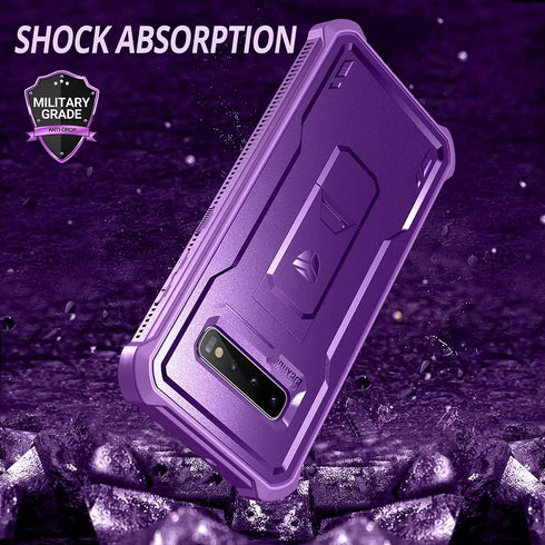 Dexnor Heavy Duty Case for Samsung Galaxy S10, Built-in Screen Protector and Kickstand, Shockproof Protective Cover,