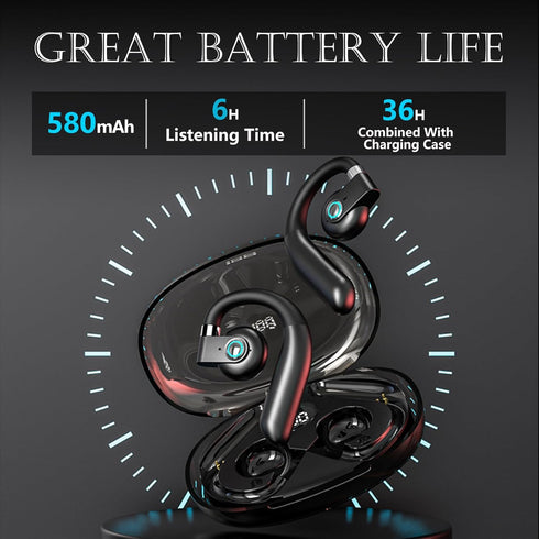 Wireless Open Ear Headphones, Bluetooth Bone Conduction Earbuds for Running Workout