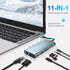 USB C HUB 11 in 1 Dongle with 4K HDMI, VGA, Type C PD, USB3.0, RJ45 Ethernet, SD/TF Card Reader
