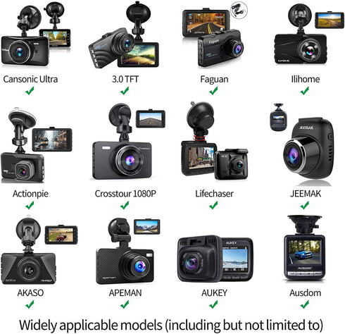 Dash Cam Suction Mount with 15+ Swivel Ball Adapters for Rexing V1, UGSHD, Falcon F170, and Most Dash Cameras