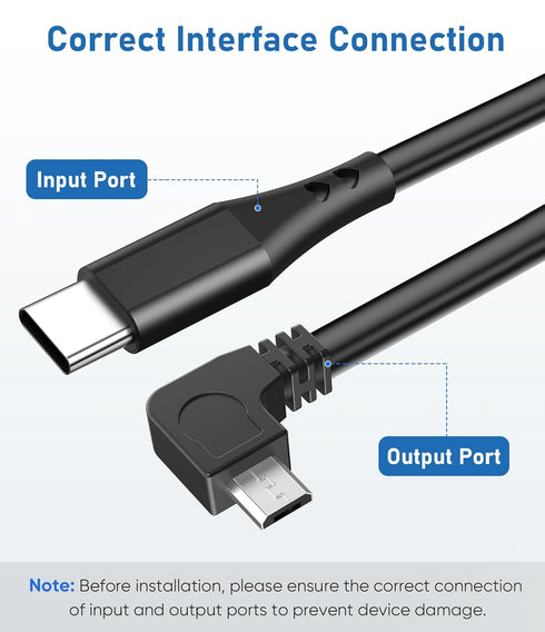 Gonifeto Cord,(15Ft) Ring,90 Dash Cam Power USB C to Micro USB Dashcam Charger Cable,Pure Copper Thicker Mirror Camera