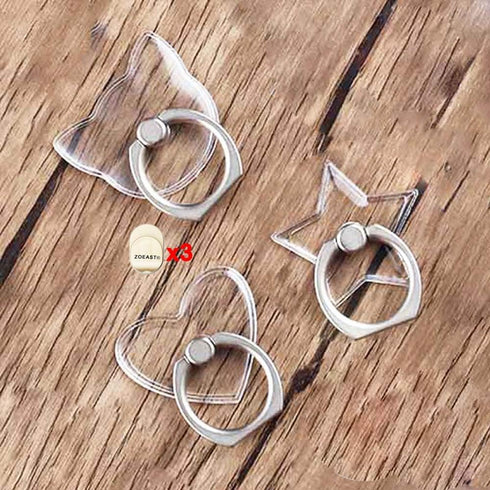 ZOSTLAND 3PCS Transparent Star Love Cat Kitty Phone Ring Universal 360° Adjustable Grip Stand Holder for iPhone 15 14