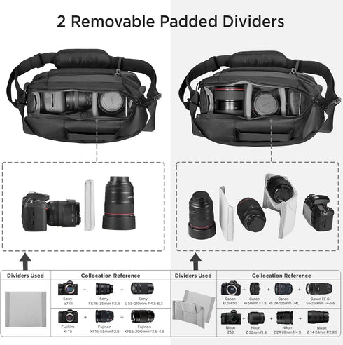 TAAOKA Camera Sling Bag, Waterproof Camera Case with Tripod Holder, DSLR/SLR/Mirrorless Cameras Shoulder Bag, Crossbody