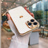 Teageo Cute Love-Heart Luxury Bling Plating Soft Back Cover Case for iPhone 13 Pro Max, White, with Raised Camera