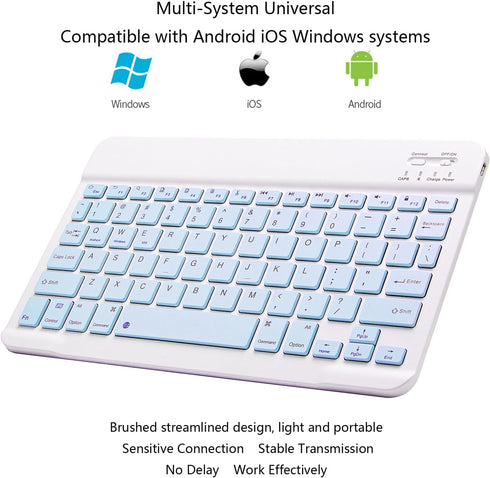 Ultra-Slim Bluetooth Keyboard, Portable Mini Wireless Rechargeable Keyboard for Apple iPad, iPhone, Samsung, Android,