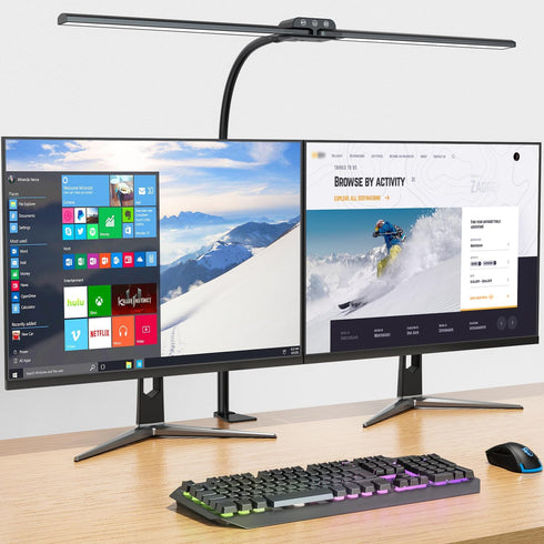 KableRika Double Head LED Desk Lamp with Clamp, Eye-Caring Desktop Office Lamp for Study and Reading