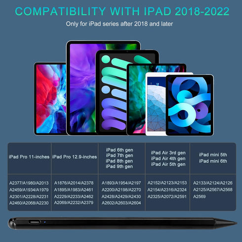 iPad 10th/9th/8/7 Generation 10.2" Stylus Pen, Rechargeable with Palm Rejection for Drawing Writing