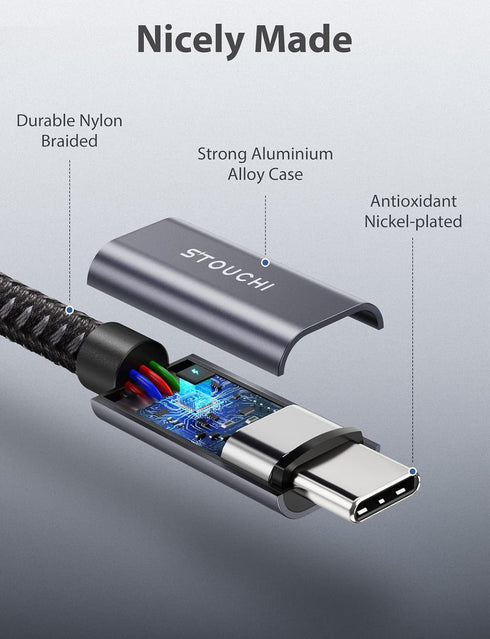 Stouchi 10FT USB C Extension Cable, Type C 3.1 Male to Female, Fast Charging & Data Transfer for iPhone 15, iPad,