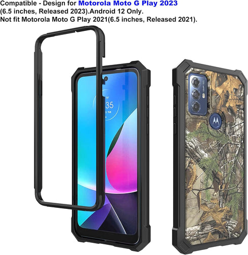 Ailiber Moto G Power 2022 Case, Moto G Play 2023 Case with Screen Protector, Dual Layer Shockproof Protection, Camo