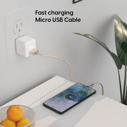TalkWorks Micro USB Cable 6ft Long - Android Cell Phone Charger, Braided Heavy Duty Fast Charging Cord for Samsung