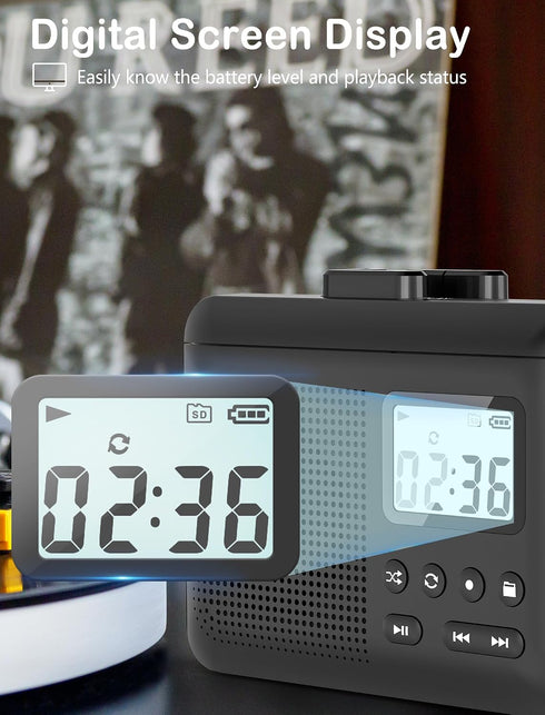 Gracioso Cassette Player,Cassette MP3 Cassette 1000mah Jack,16GB Portable to via SD Card, Walkman Tape Player