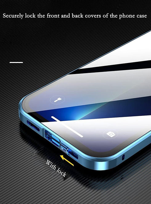Anti-spy Screen iPhone 13 Pro Max Case, Metal Frame Lock + Magnetic Adsorption Anti-Peeping 360 Full Body Glass Case