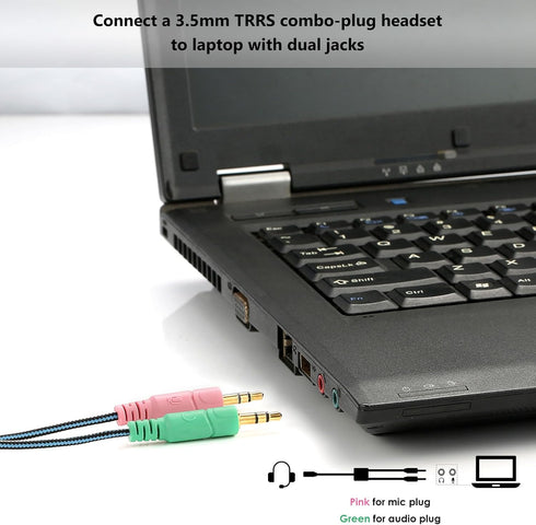 MillSO Headphone Splitter for Computer, 3.5mm TRRS Female to Dual TRS Male Y Adapter for Gaming Headset