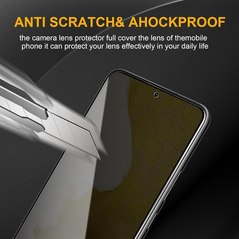 3 Pack Privacy Screen Protector for Samsung Galaxy S22 5G with 3 Pack Camera Lens Protector, Anti Spy Tempered Glass